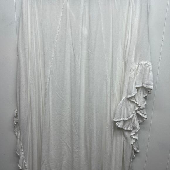 Swimsuits For All Button Front Womens White Bikini Cover Up Sz 22/24 Ruffle Trim - Picture 11 of 16